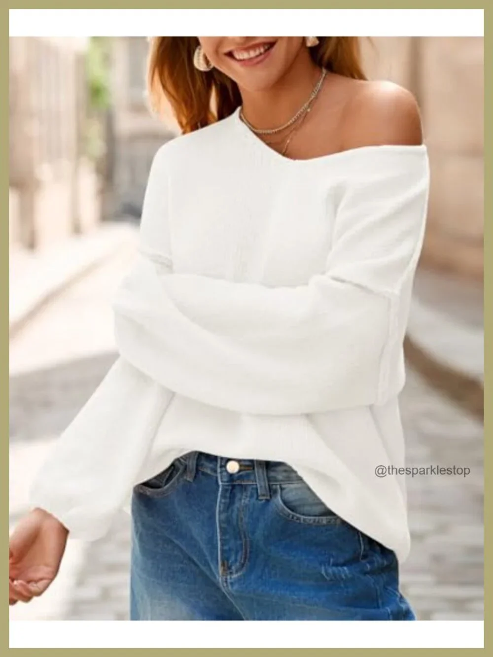 Oversized V Neck Chunky Knit Sweater Lantern Sleeve Batwing Drop Shoulder